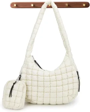 Puffer Tote Bag for Women Quilted Tote Bag Large Crossbody Bag Puffy Bag Lightweight Carryall Bag for Women