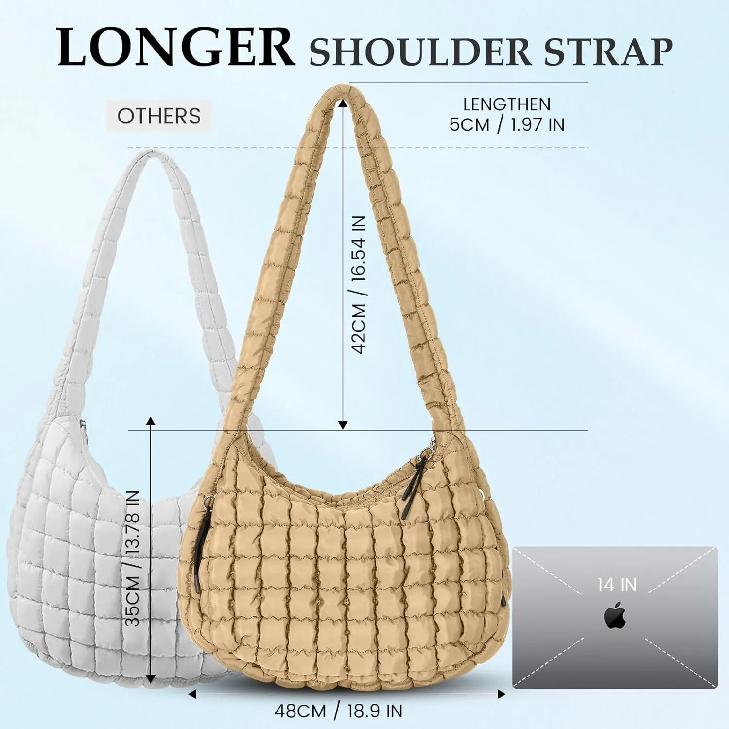 Puffer Tote Bag Quilted Carryall Bag Crossbody Bag Puffy Shoulder Bag for Women Lightweight Hobo Bags