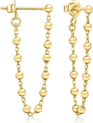 Pure Collection by Ross-Simons 18kt Gold Vermeil Bead-Chain Drop Earrings