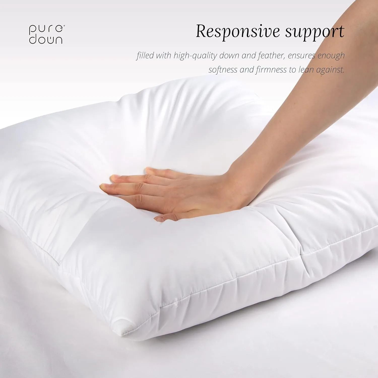 puredown® 18 x 18 Decorative Feather Down Throw Pillow Inserts (Set of 2, White) for Sofa, Couch, Bed, Machine Washable