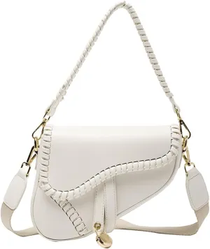 PURFANREE Women Trendy Saddle Shoulder Bag Clutch Purse Underarm Handbag Satchel HandBag Crossbody Bag