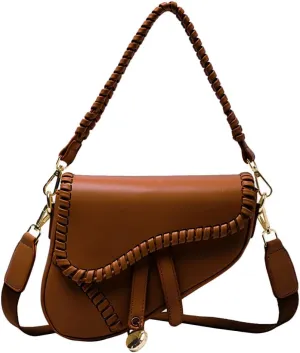 PURFANREE Women Trendy Saddle Shoulder Bag Clutch Purse Underarm Handbag Satchel HandBag Crossbody Bag