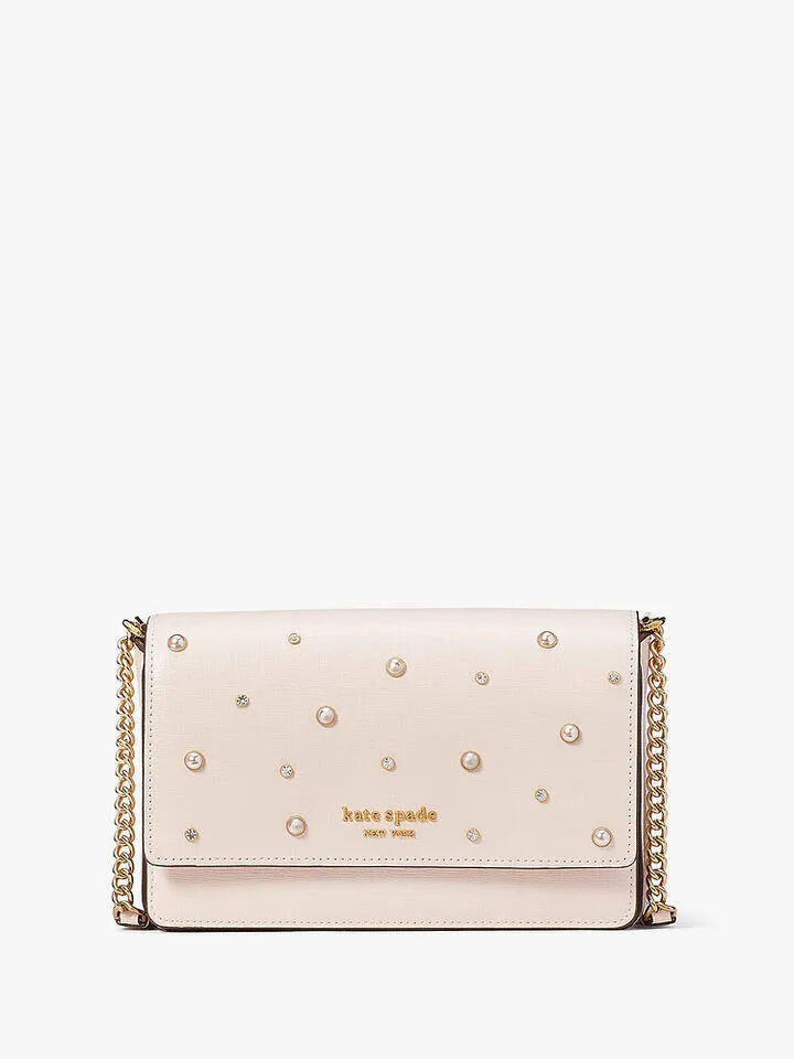 Purl Embellished Flap Chain Wallet
