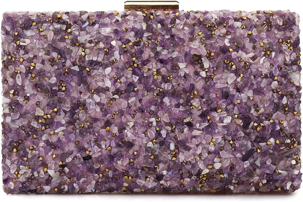 Purple Clutch Purses for Women Elegant Lavender Evening Purse for Wedding Party