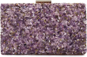 Purple Clutch Purses for Women Elegant Lavender Evening Purse for Wedding Party