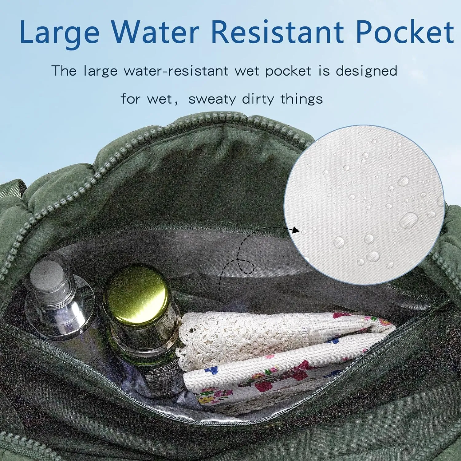 Quilted Gym Bag for Women,Duffle Bag for Travel with Wet Pocket,Carry on Weekender Bags for Women,Travel Bag with Shoe Compartment(Green)
