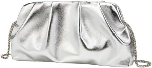 QWINEE Women's PU Leather Shoulder Clutch Purse Evening Clutch Bag Purse Small Crossbody Bag with Chain Strap