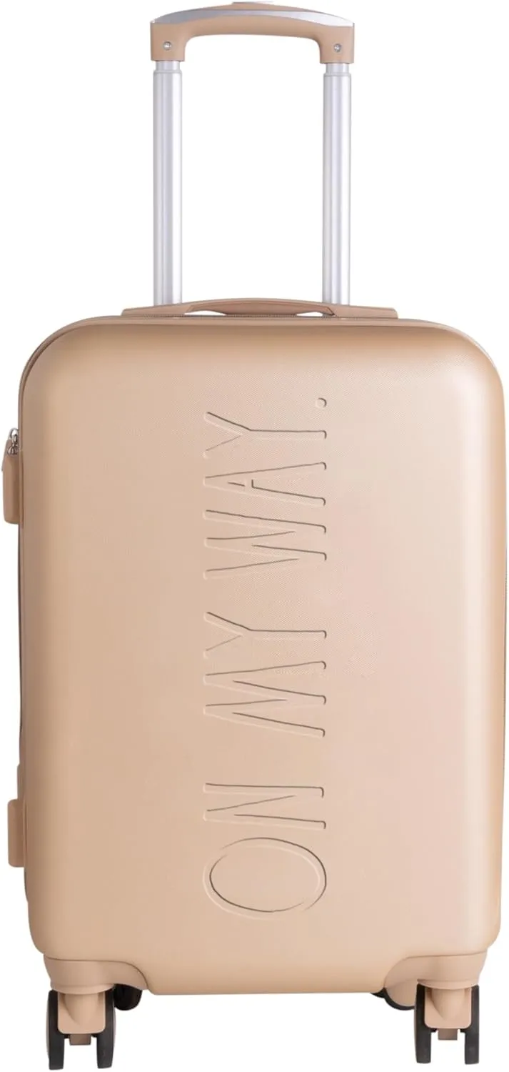 Rae Dunn Hardside Expandable Luggage Set | Spinner Wheels | Suitcase | Travel | Telescopic Adjustable Handle, Champagne, 3 Piece Set-20, 24, 28