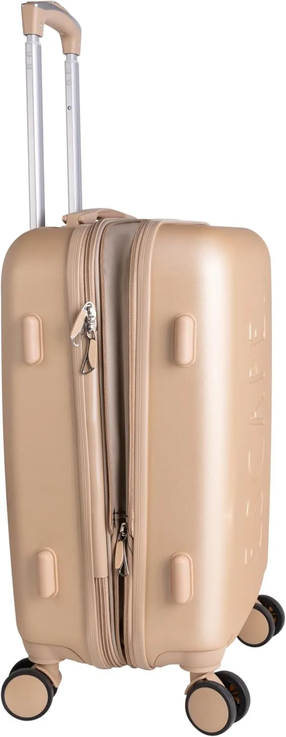 Rae Dunn Hardside Expandable Luggage Set | Spinner Wheels | Suitcase | Travel | Telescopic Adjustable Handle, Champagne, 3 Piece Set-20, 24, 28