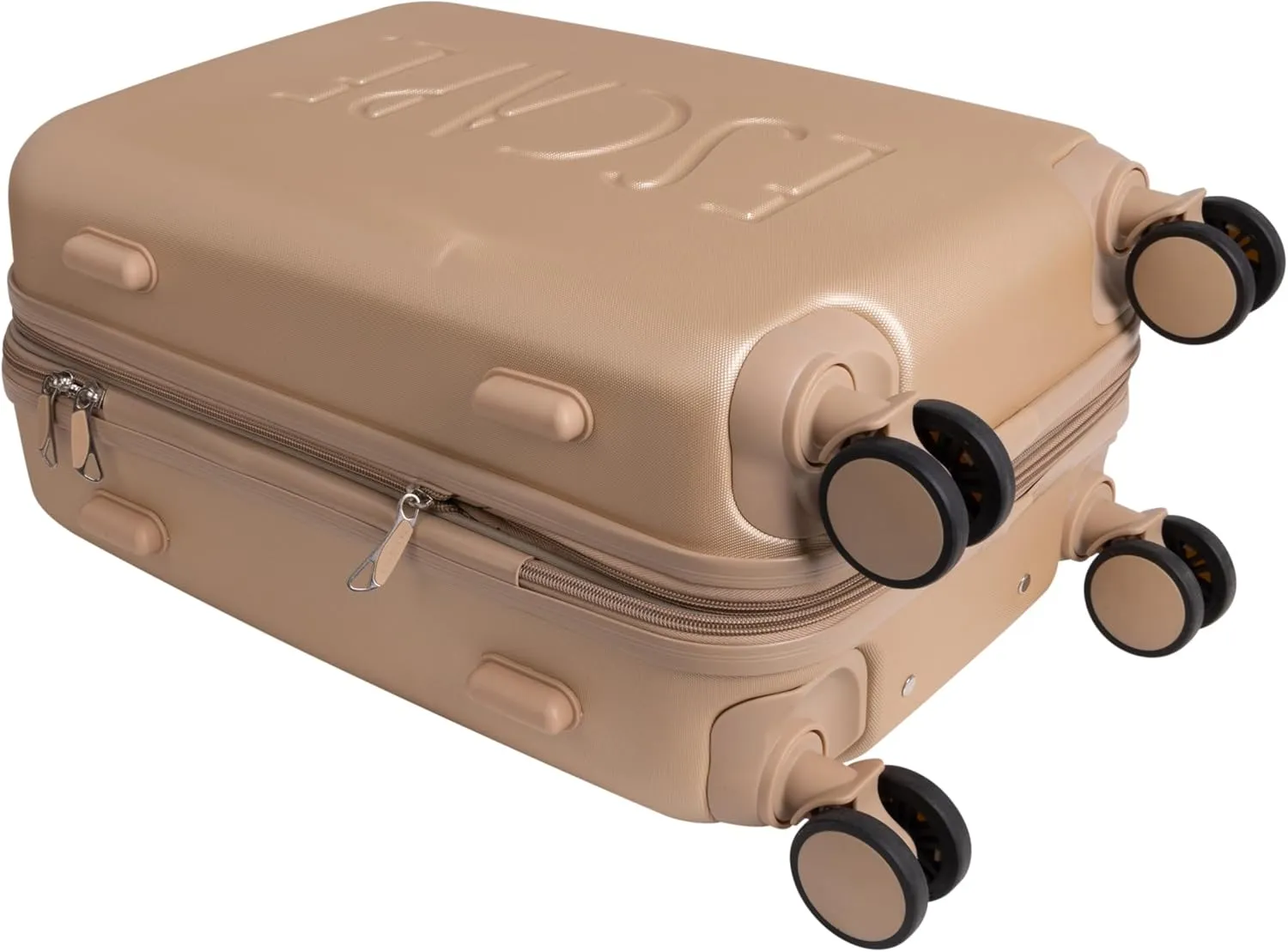 Rae Dunn Hardside Expandable Luggage Set | Spinner Wheels | Suitcase | Travel | Telescopic Adjustable Handle, Champagne, 3 Piece Set-20, 24, 28