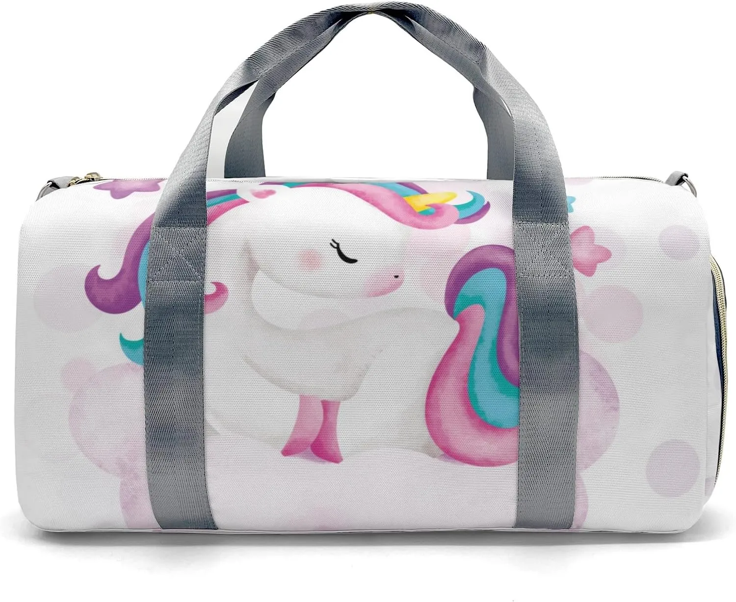 Rainbow Unicorn Cloud Stars Personalized Duffel Bag,Custom Travel Gym Bag with Name,Waterproof Sports Overnight Bag with Shoe Compartment & Shoulder Strap