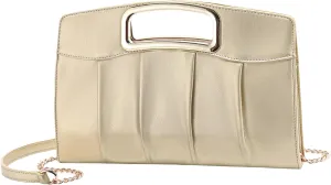 RAVUO Clutch Purse for Women, Elegant Pleated Evening Bag Convertible Handbag for Wedding Prom Bridal with Chain Strap