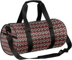 Red Black Gym Bag Small Gym Duffel Bags for Men Women Rhombus Overnight Weekender Bag Lightweight Sport Duffle Bag Carry On Gymbag