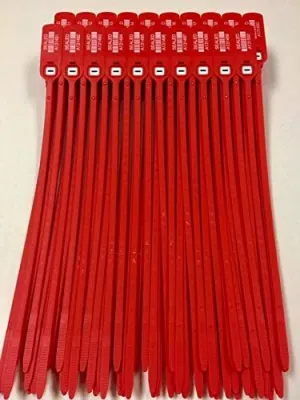 Red Plastic Security Seals (16") - Industrial Zip Ties, Shipping Seals with Print Progressive Numbering – for Trucks, Trailers, Cargo, Containers, Luggage (1000ct Seal A)