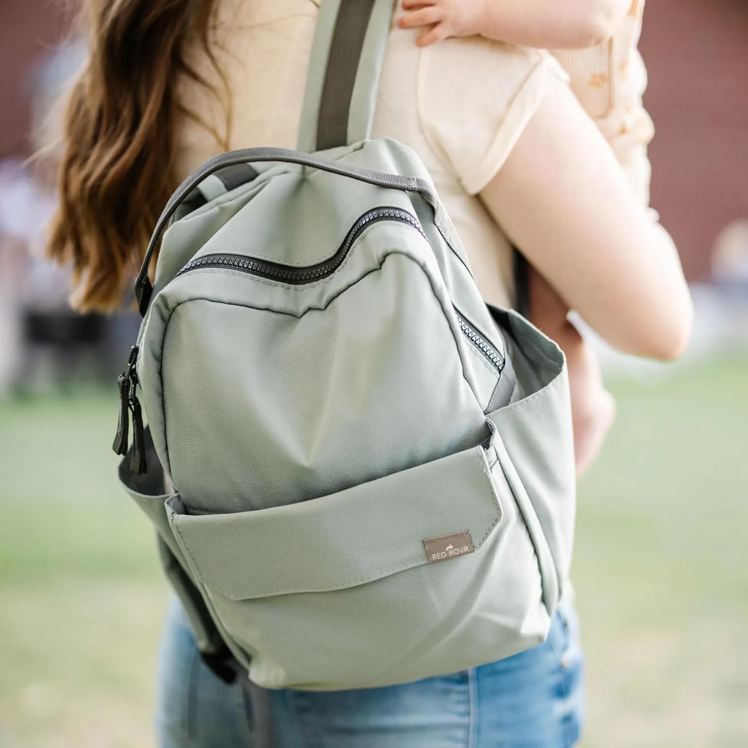 RED ROVR Mini Roo Lightweight Backpack | 6 pockets for everyday essentials (Sage)