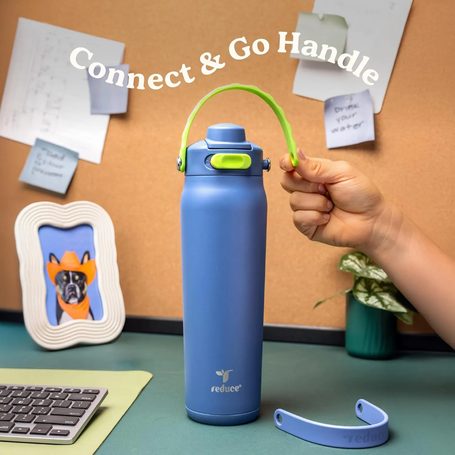 REDUCE Aura Vacuum Insulated 26 oz Water Bottle - Leak-Proof & Chug Spout for Quick Hydration - Keeps Drinks Cold for 30 Hours - Removable Handle for Travel or Gym - Soft Sit Base - Lilac Bud