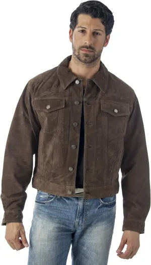 REED Men's Western Jean Style Suede Leather Shirt Jacket
