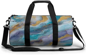 Resin Geode Abstract Marble Travel Gym Bag for Women Men Cylindrical Duffle Bag Sport Workout Bag with Shoulder Strap