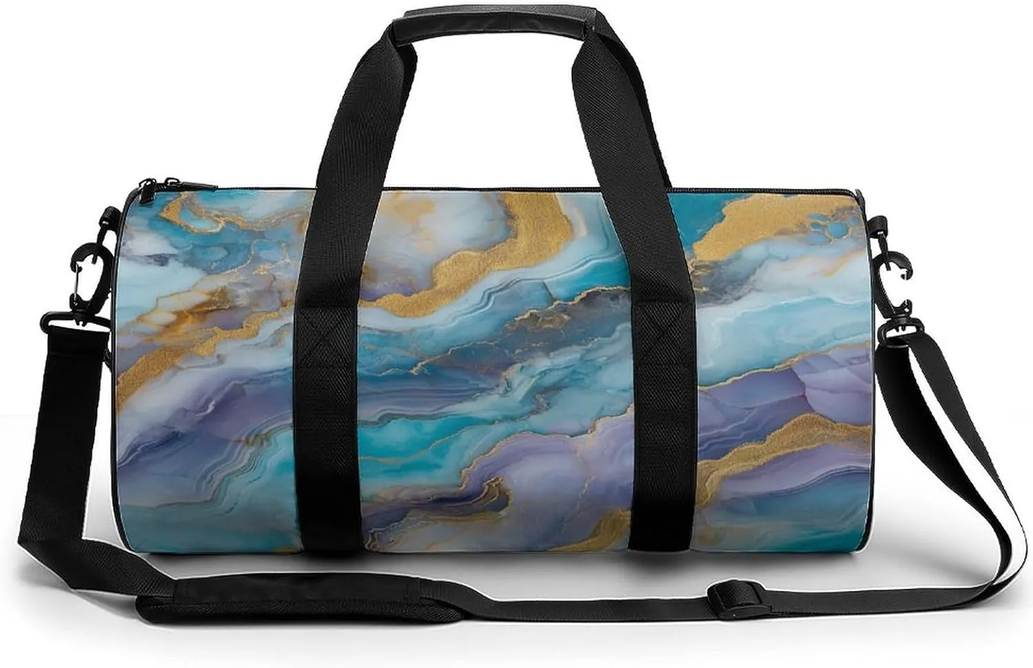 Resin Geode Abstract Marble Travel Gym Bag for Women Men Cylindrical Duffle Bag Sport Workout Bag with Shoulder Strap