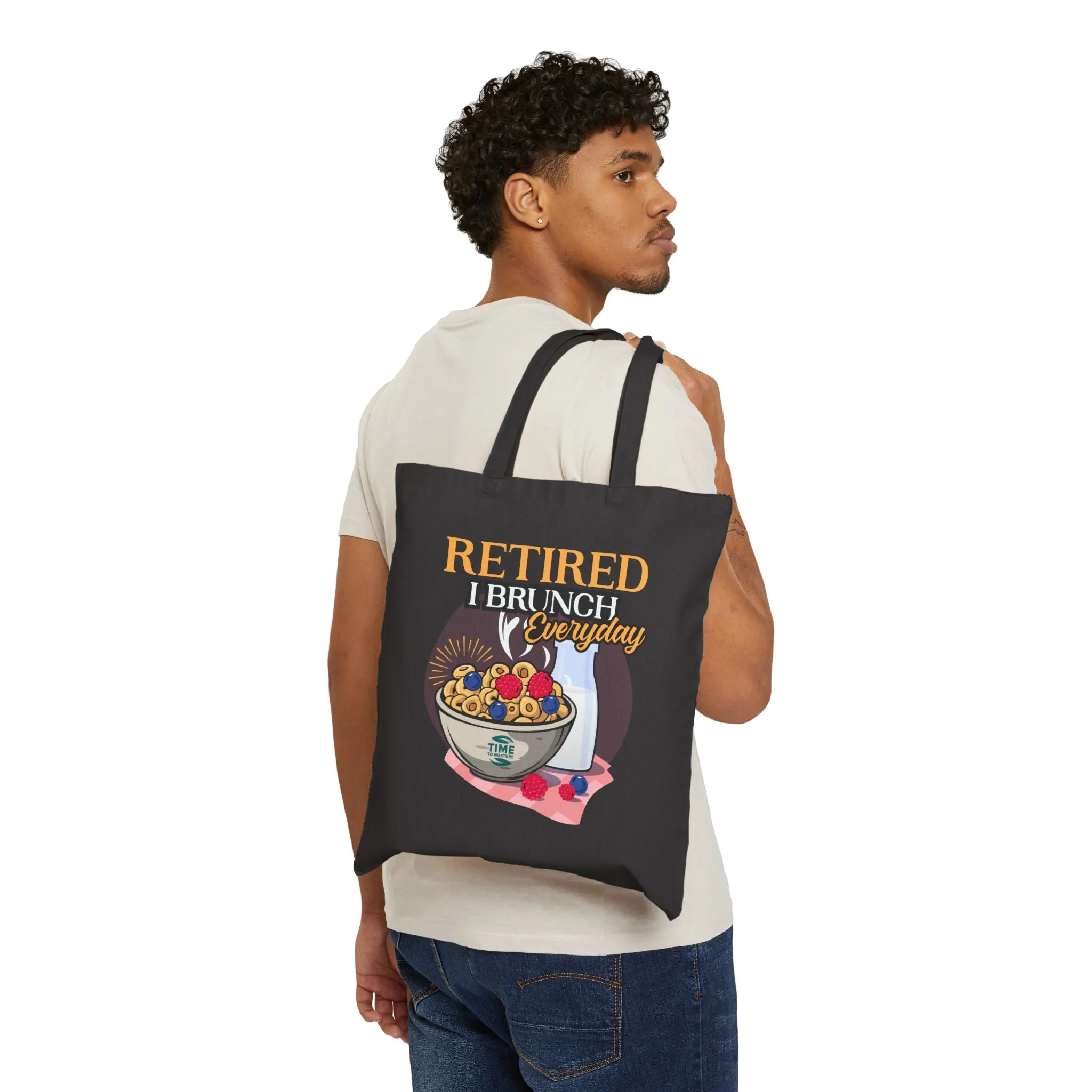 Retired and Ready to Brunch: Embrace Every Moment of Leisure with the *I Brunch Everyday* Cotton Canvas Tote Bag – Stylish, Durable, and Perfect for Your Next Adventure!