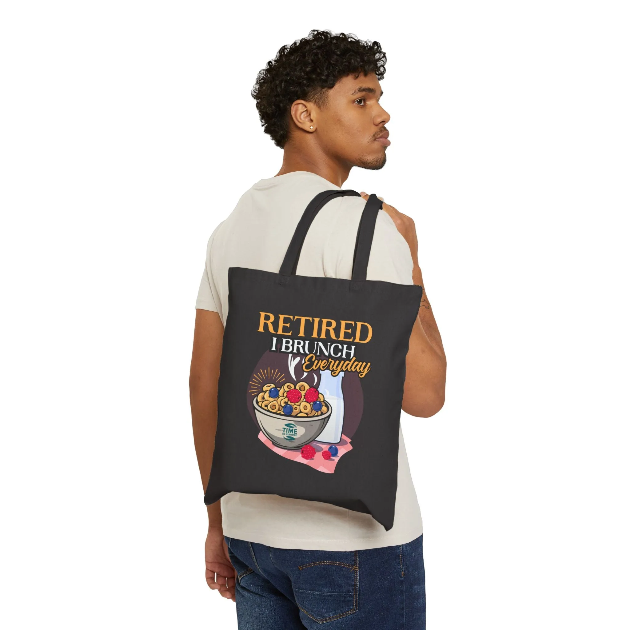 Retired and Ready to Brunch: Embrace Every Moment of Leisure with the *I Brunch Everyday* Cotton Canvas Tote Bag – Stylish, Durable, and Perfect for Your Next Adventure!