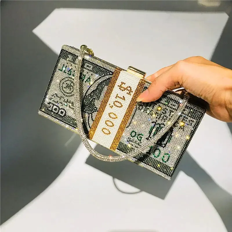 Rhinestone Clutch: $10,000 Stack Bag