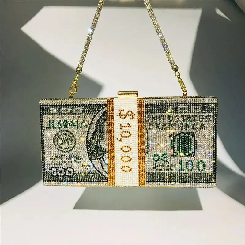 Rhinestone Clutch: $10,000 Stack Bag