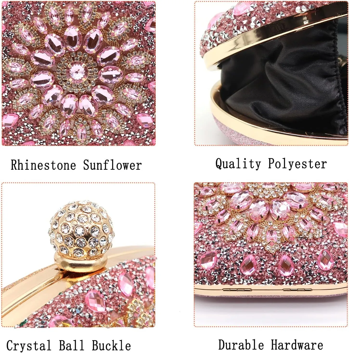 Rhinestone Evening Clutch Purses for Women Wedding Clutch Party Purse Bridal Diamonds Prom Cocktail Handbags