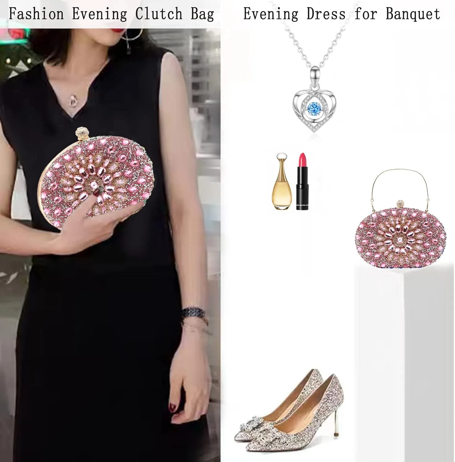 Rhinestone Evening Clutch Purses for Women Wedding Clutch Party Purse Bridal Diamonds Prom Cocktail Handbags