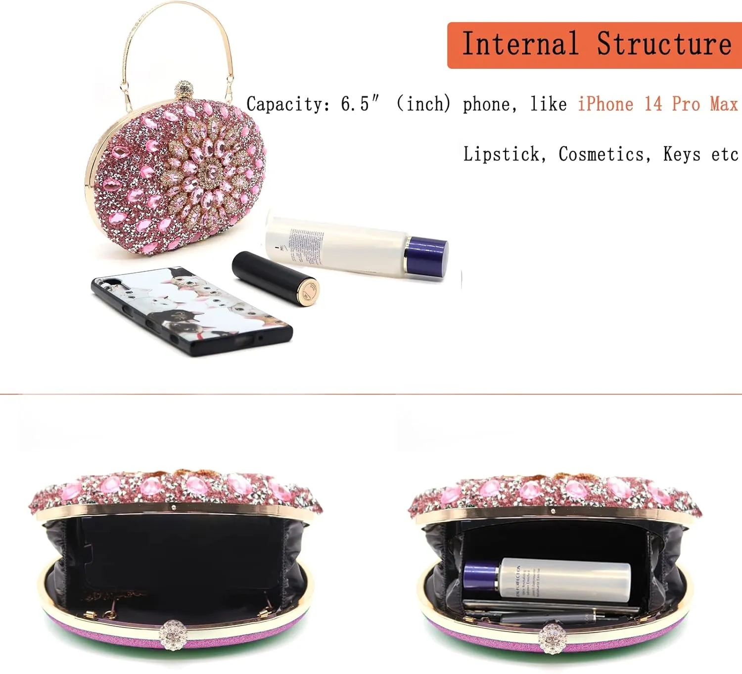 Rhinestone Evening Clutch Purses for Women Wedding Clutch Party Purse Bridal Diamonds Prom Cocktail Handbags