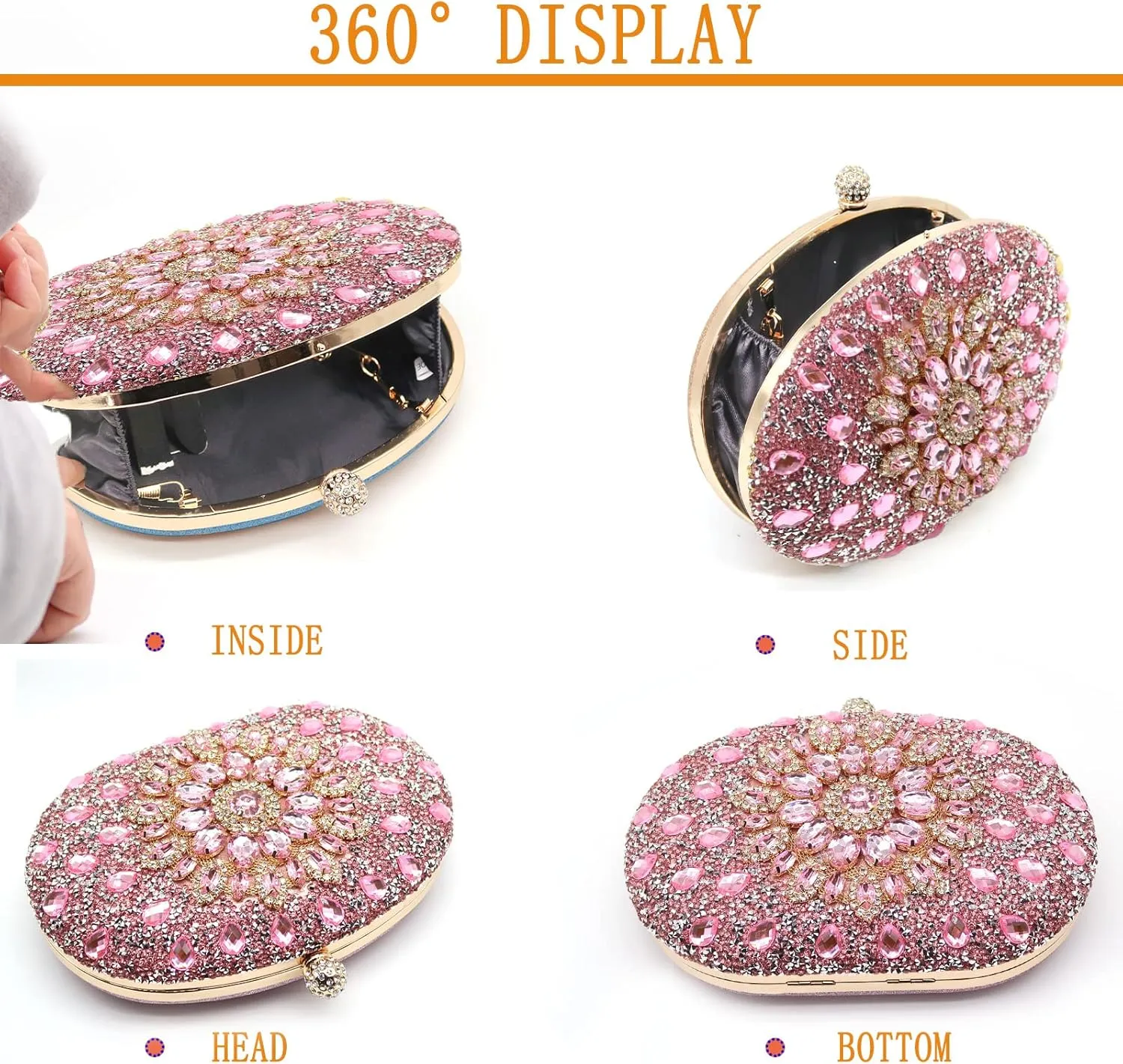 Rhinestone Evening Clutch Purses for Women Wedding Clutch Party Purse Bridal Diamonds Prom Cocktail Handbags