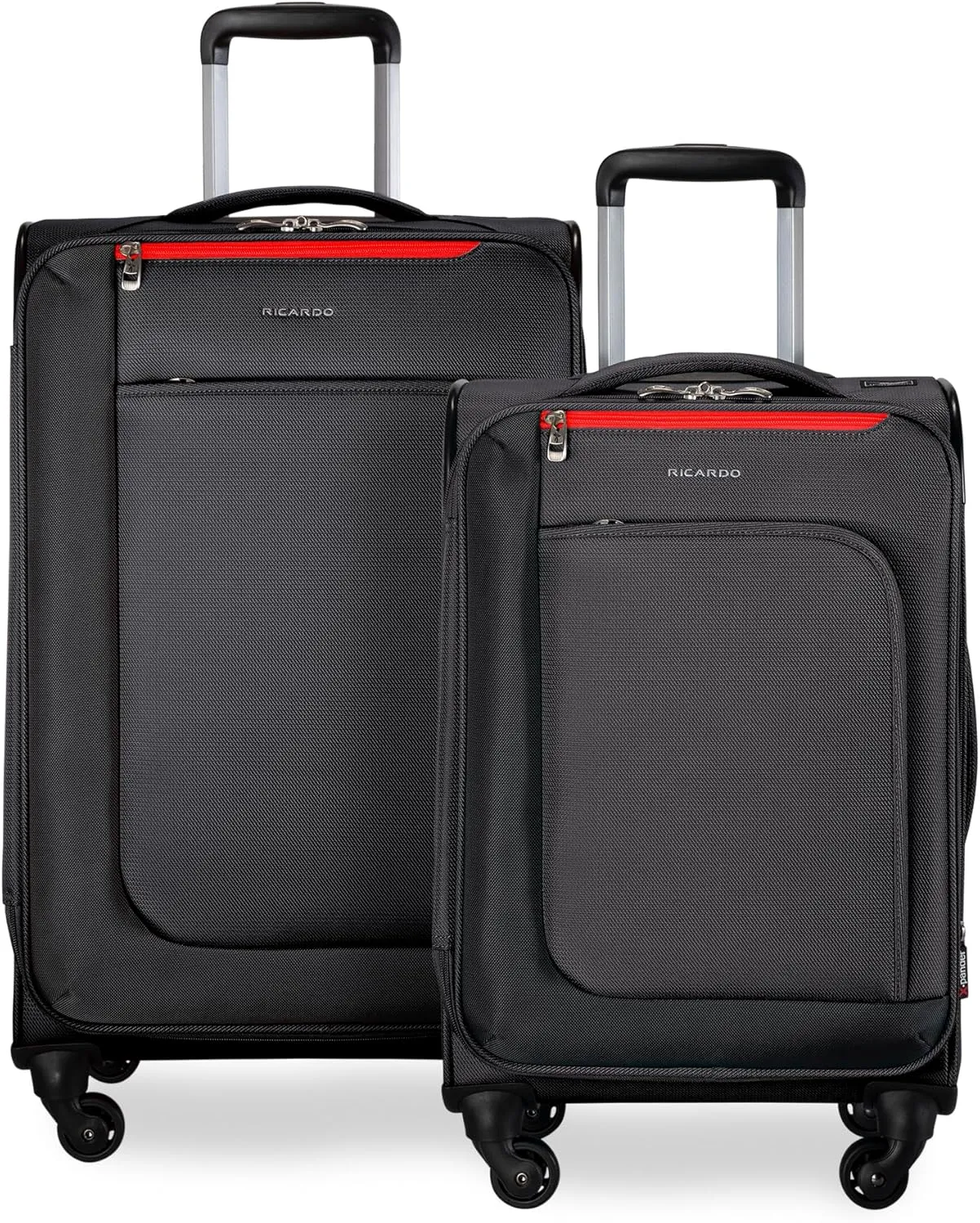 Ricardo Beverly Hills Aspen Springs 2-PC Luggage Set – Lightweight Softside Suitcase Set of 2 with 20” Carry-On & 24” Medium Check-In Spinner, Black
