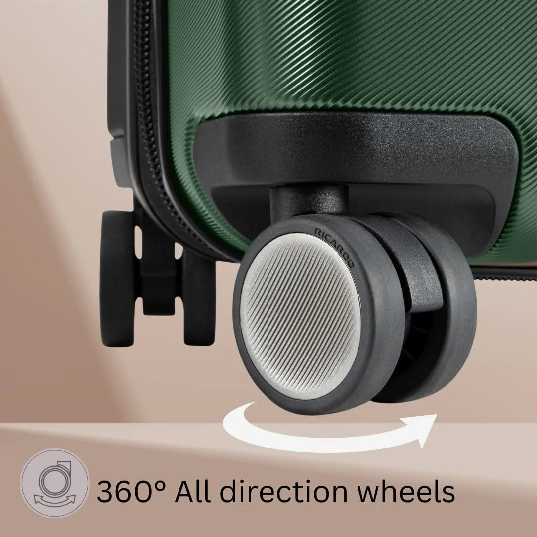 Ricardo Beverly Hills Montecito 2.0 Hardside with Dual Spinning Wheels, Expandable with Comfort Grip for Easy Packing and Moving, Men and Women, Hunter Green, Check-In Large 29-Inch