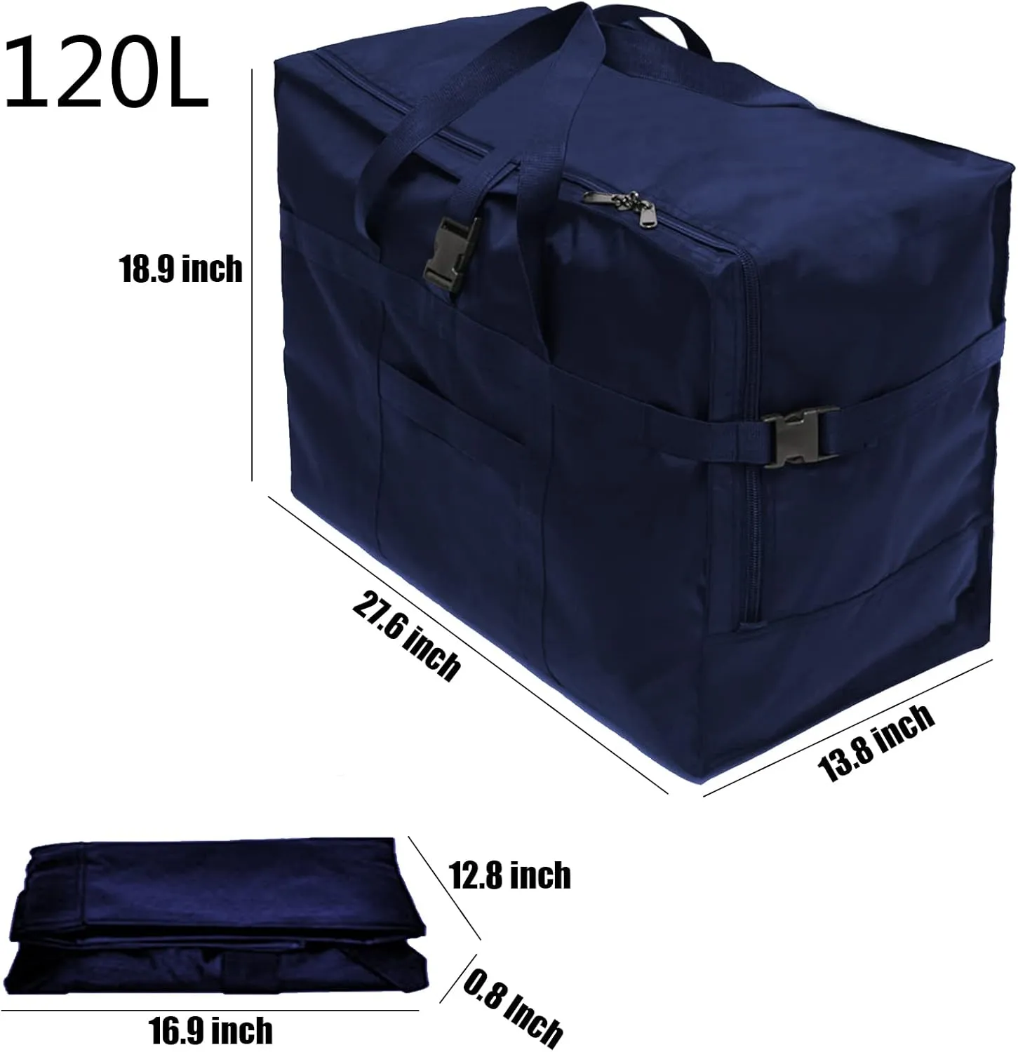 RicoRich 120L Travel Duffel Bag, Foldable Heavy Duty Overnight Bag, Larger Size Carry on Luggage Sport Duffle for Weekender/Vacation/Camping/Beach/Tent(Blue)
