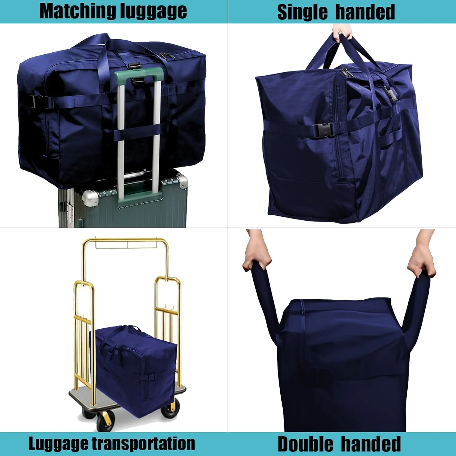 RicoRich 120L Travel Duffel Bag, Foldable Heavy Duty Overnight Bag, Larger Size Carry on Luggage Sport Duffle for Weekender/Vacation/Camping/Beach/Tent(Blue)