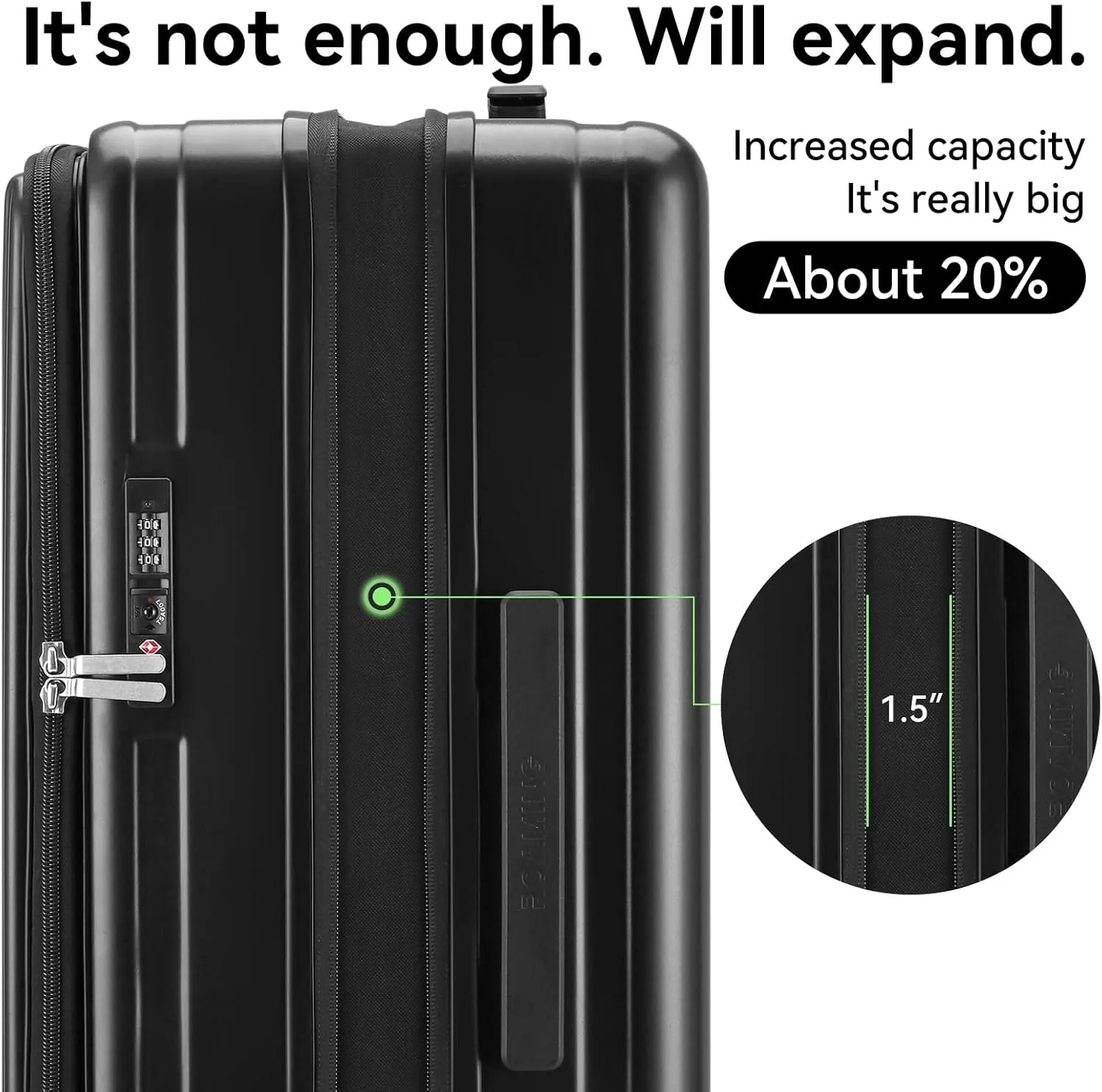 ROAMING 24 Inch Checked Luggage Front Opening Rolling Suitcase PC hard sided luggage with Spinner Wheels Cup Holder Tsa Lock Specially Designed Ergonomic Pull Rod Handle for Travel Woman Men (black)