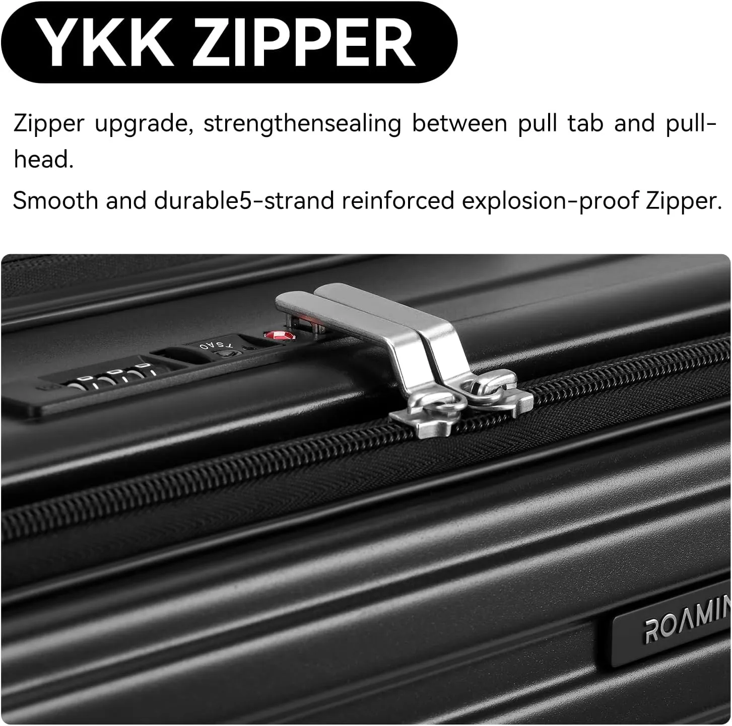 ROAMING 24 Inch Checked Luggage Front Opening Rolling Suitcase PC hard sided luggage with Spinner Wheels Cup Holder Tsa Lock Specially Designed Ergonomic Pull Rod Handle for Travel Woman Men (black)