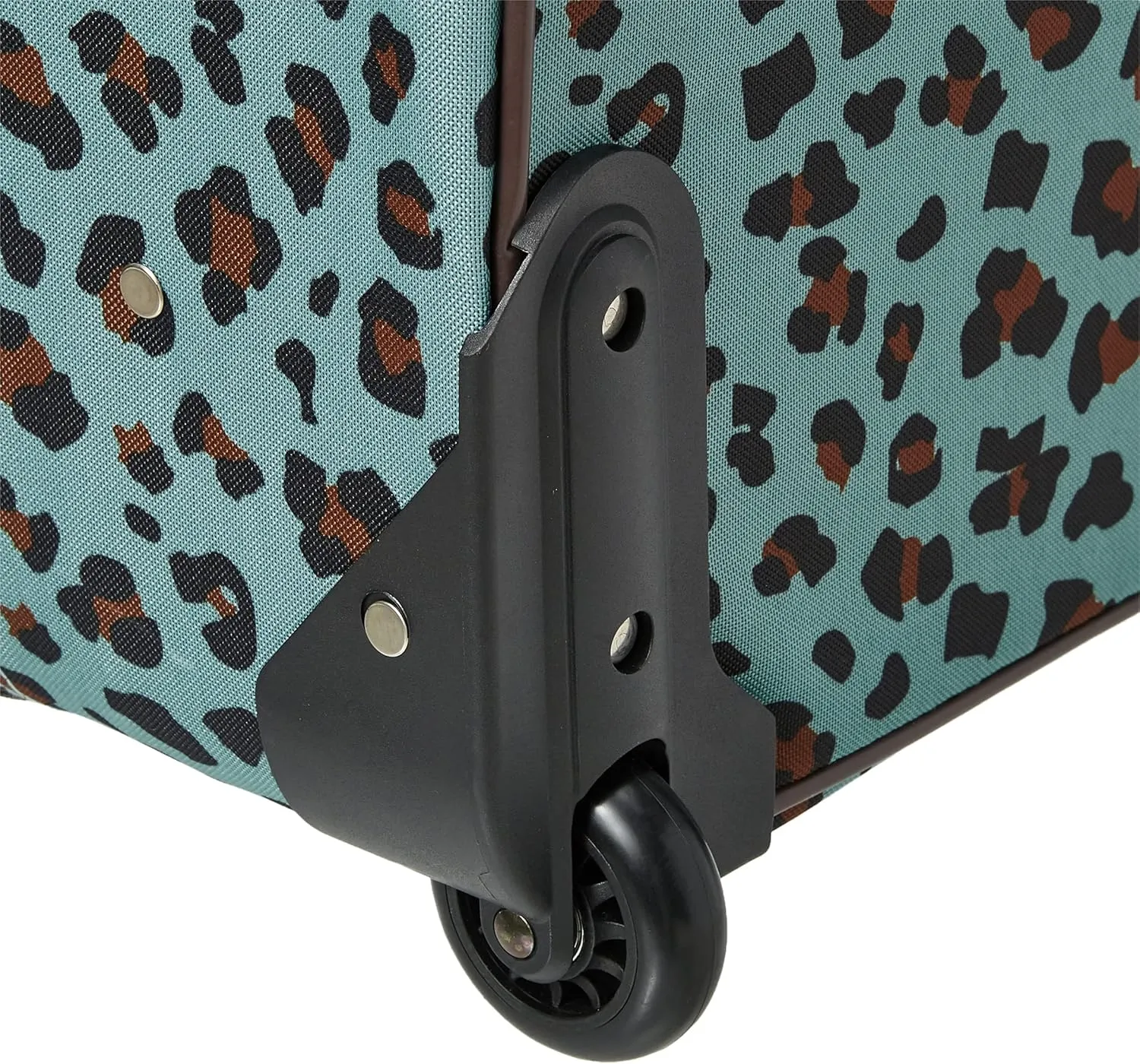 Rockland Fashion Softside Upright Luggage Set,Expandable,Telescopic Handle,Wheel, Blue Leopard, 2-Piece (14/19)