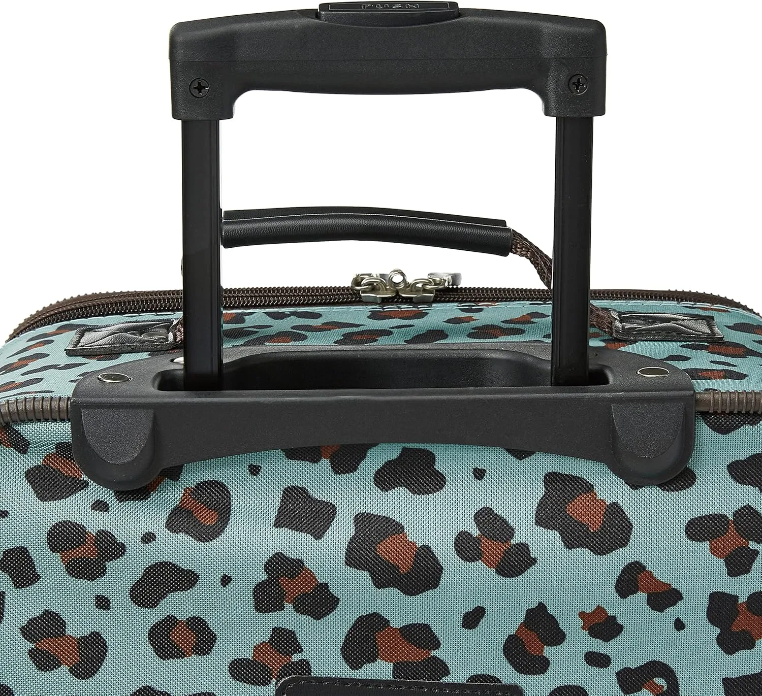 Rockland Fashion Softside Upright Luggage Set,Expandable,Telescopic Handle,Wheel, Blue Leopard, 2-Piece (14/19)