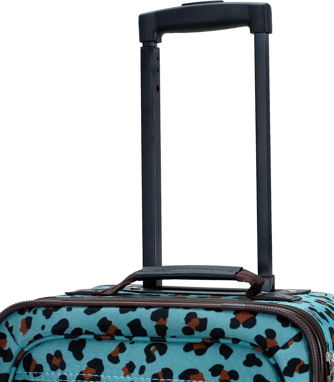 Rockland Fashion Softside Upright Luggage Set,Expandable,Telescopic Handle,Wheel, Blue Leopard, 2-Piece (14/19)