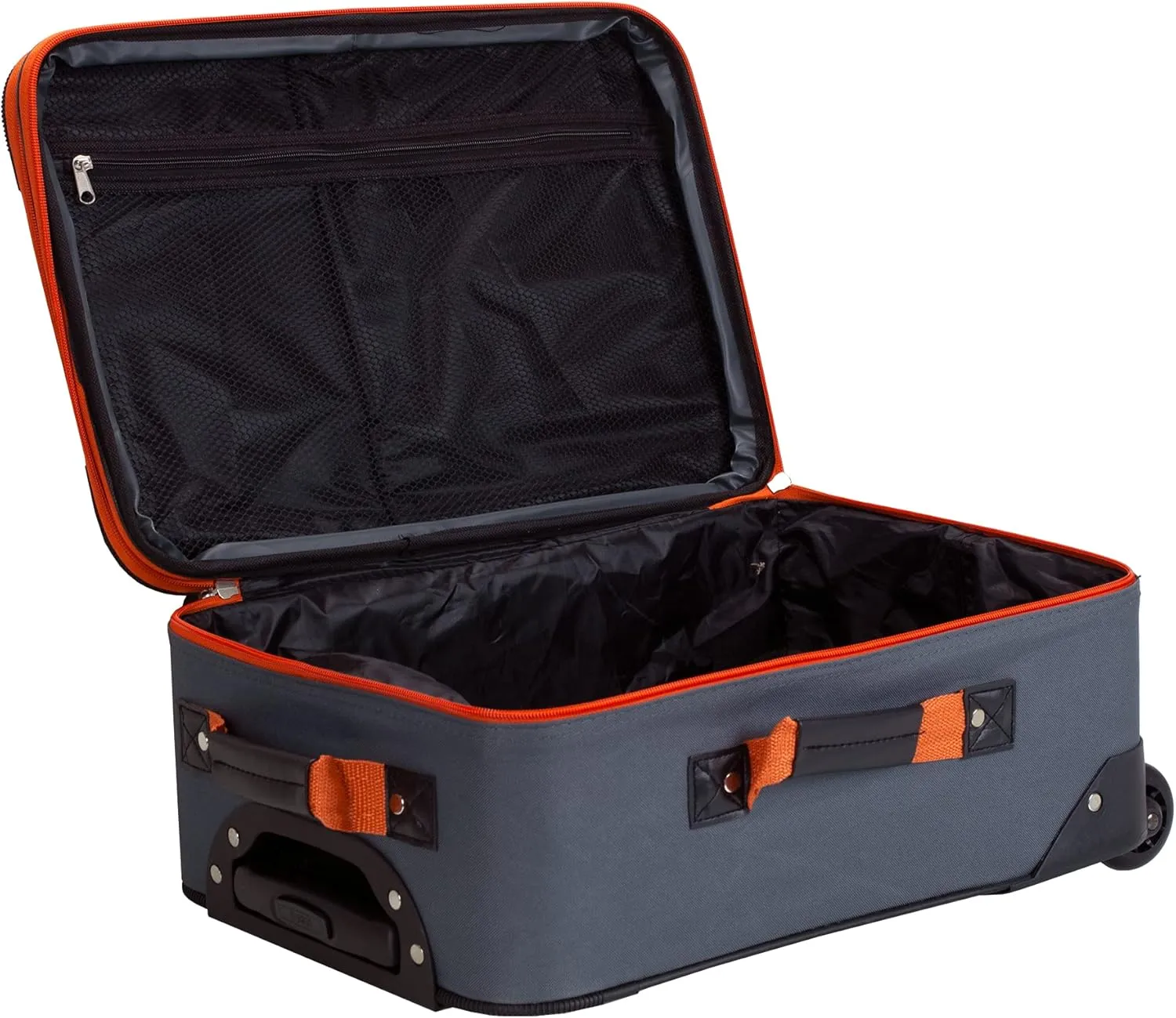 Rockland Journey Softside Upright Luggage Set, Expandable, Charcoal, 4-Piece (14/19/24/28)