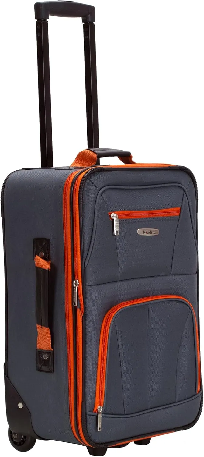 Rockland Journey Softside Upright Luggage Set, Expandable, Charcoal, 4-Piece (14/19/24/28)
