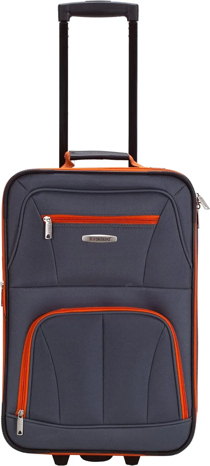 Rockland Journey Softside Upright Luggage Set, Expandable, Charcoal, 4-Piece (14/19/24/28)