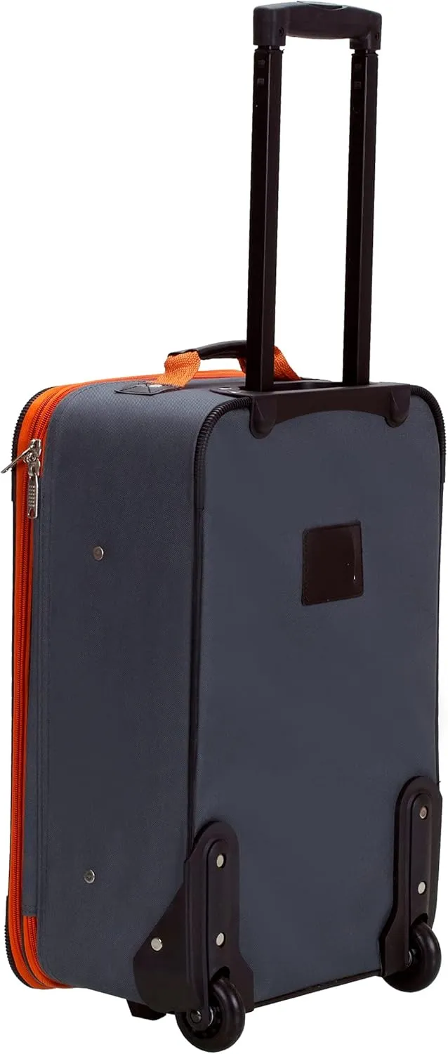 Rockland Journey Softside Upright Luggage Set, Expandable, Charcoal, 4-Piece (14/19/24/28)