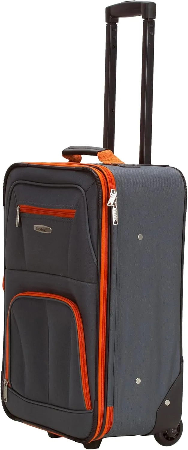 Rockland Journey Softside Upright Luggage Set, Expandable, Charcoal, 4-Piece (14/19/24/28)