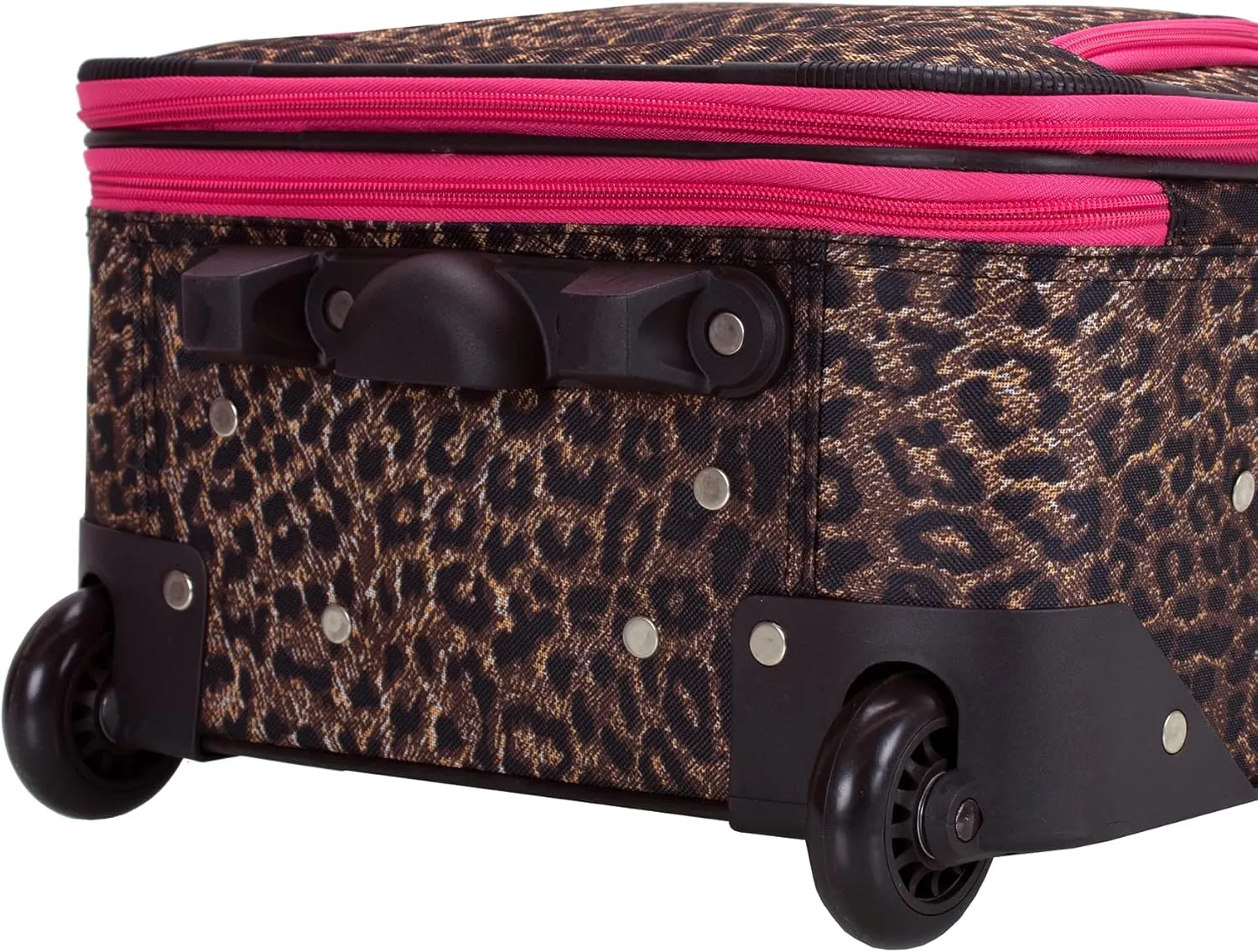 Rockland Jungle Softside Upright Luggage, Pink Leopard, 4-Piece Set (14/29/24/28)