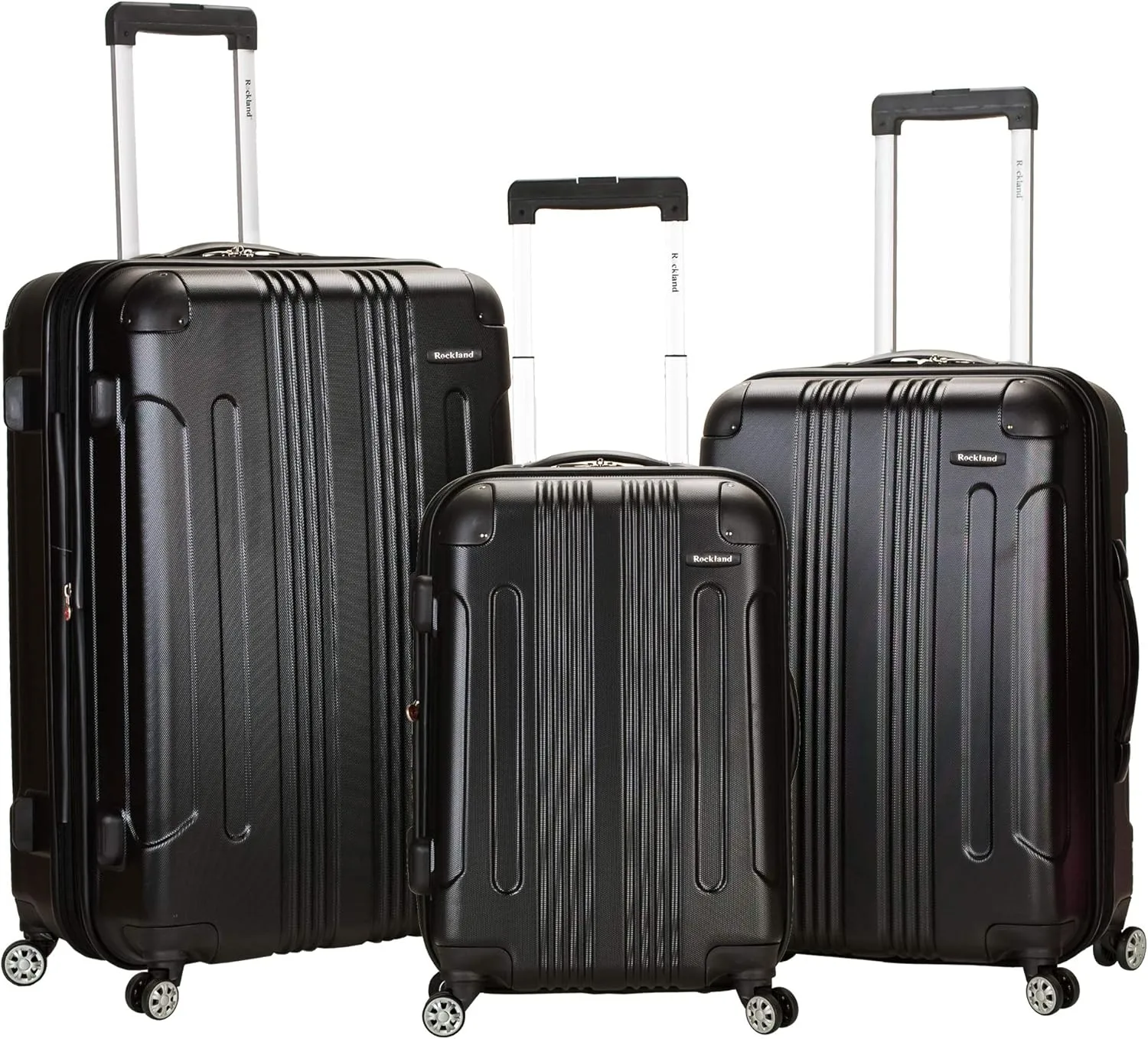 Rockland London Hardside Expandable Luggage with Spinner Wheels, Black, 28-24-20-Inch