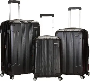 Rockland London Hardside Expandable Luggage with Spinner Wheels, Black, 28-24-20-Inch