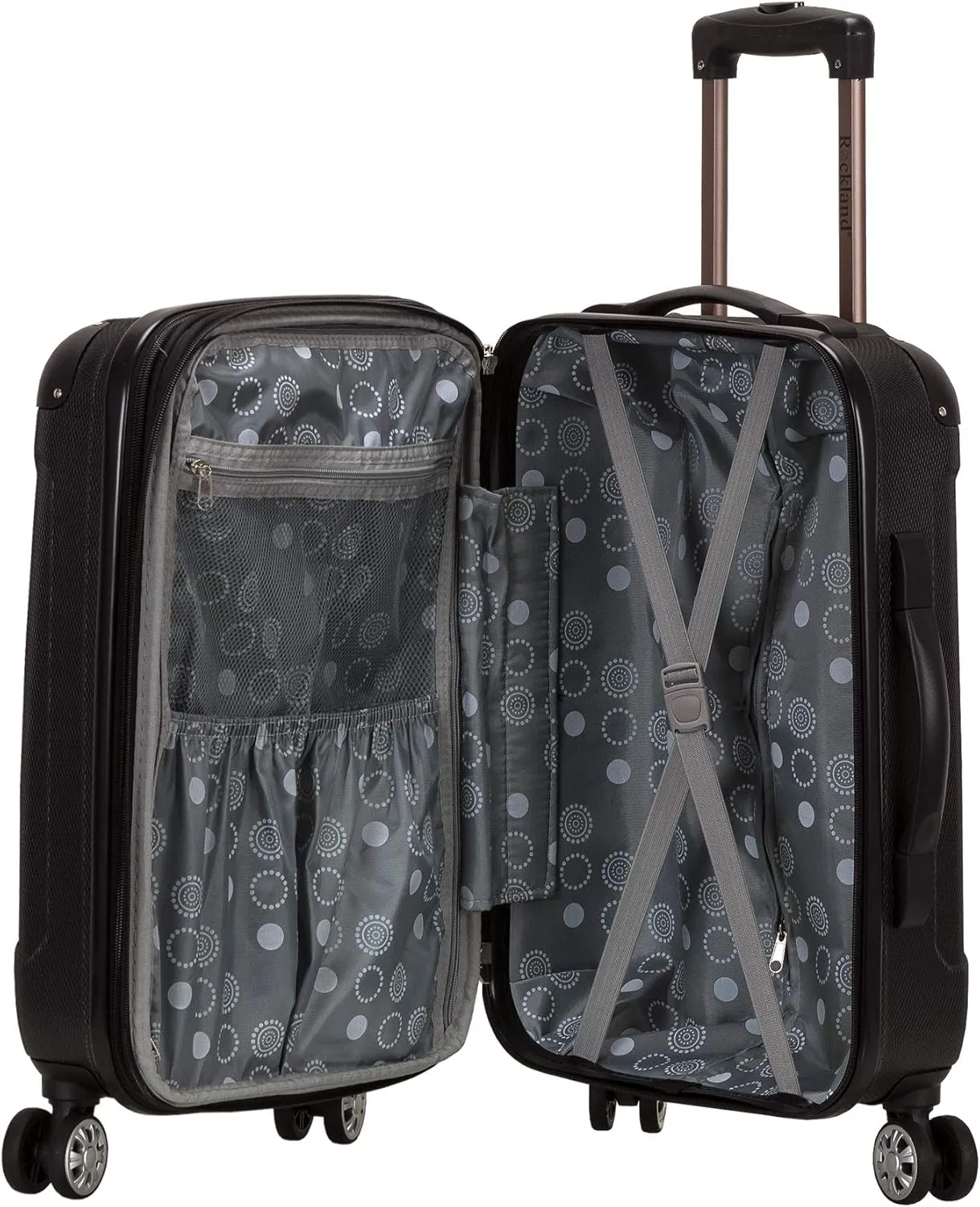 Rockland London Hardside Expandable Luggage with Spinner Wheels, Black, 28-24-20-Inch