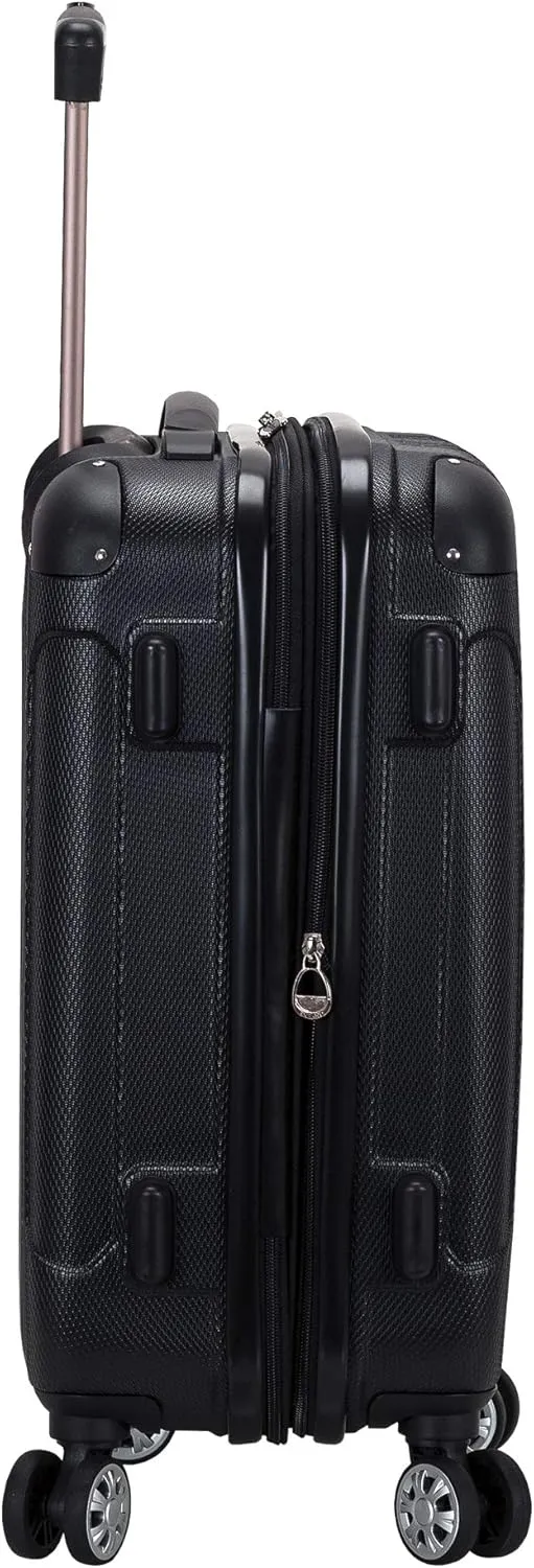 Rockland London Hardside Expandable Luggage with Spinner Wheels, Black, 28-24-20-Inch